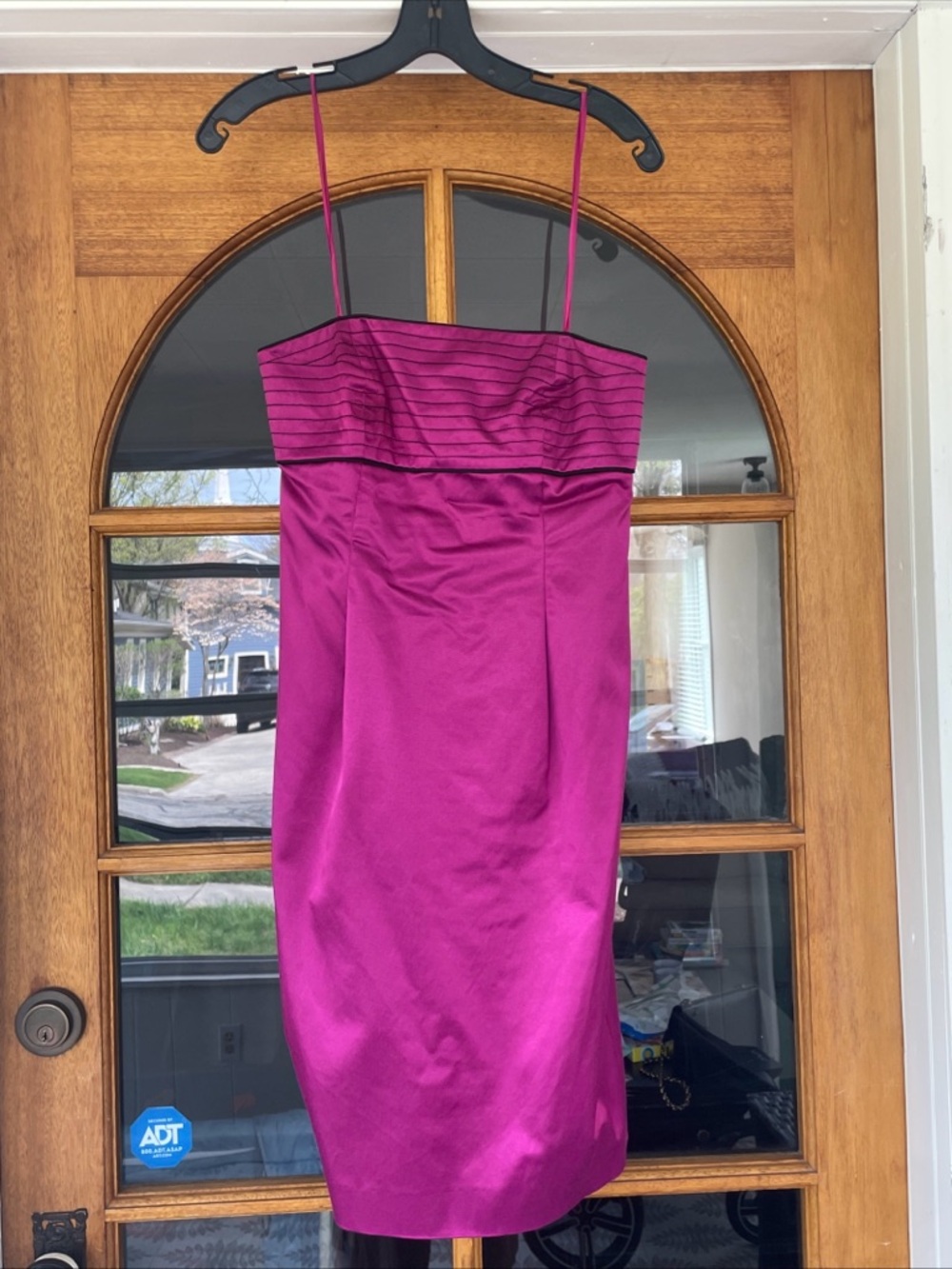 Worth New York Strapless Satin Pink Purple Cocktail Dress Size 4 (Tag Says 6)